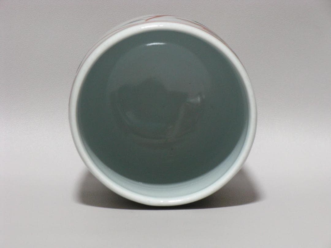 人間国宝 加藤卓男『赤絵 湯呑み 茶碗』一客 箱無1検 加藤唐九郎