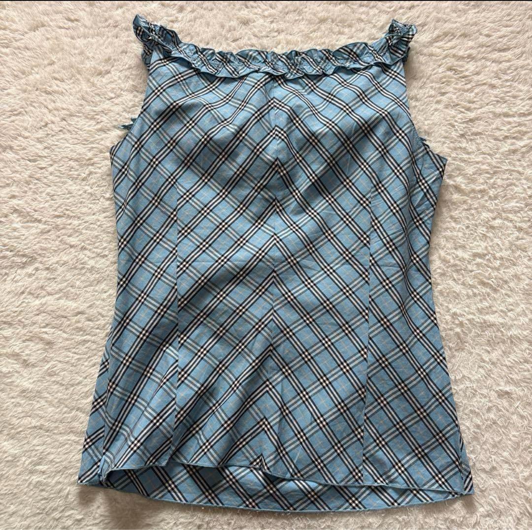 バーバリーブルーレーベル フリルキャミソール ブルーノバチェック y2k