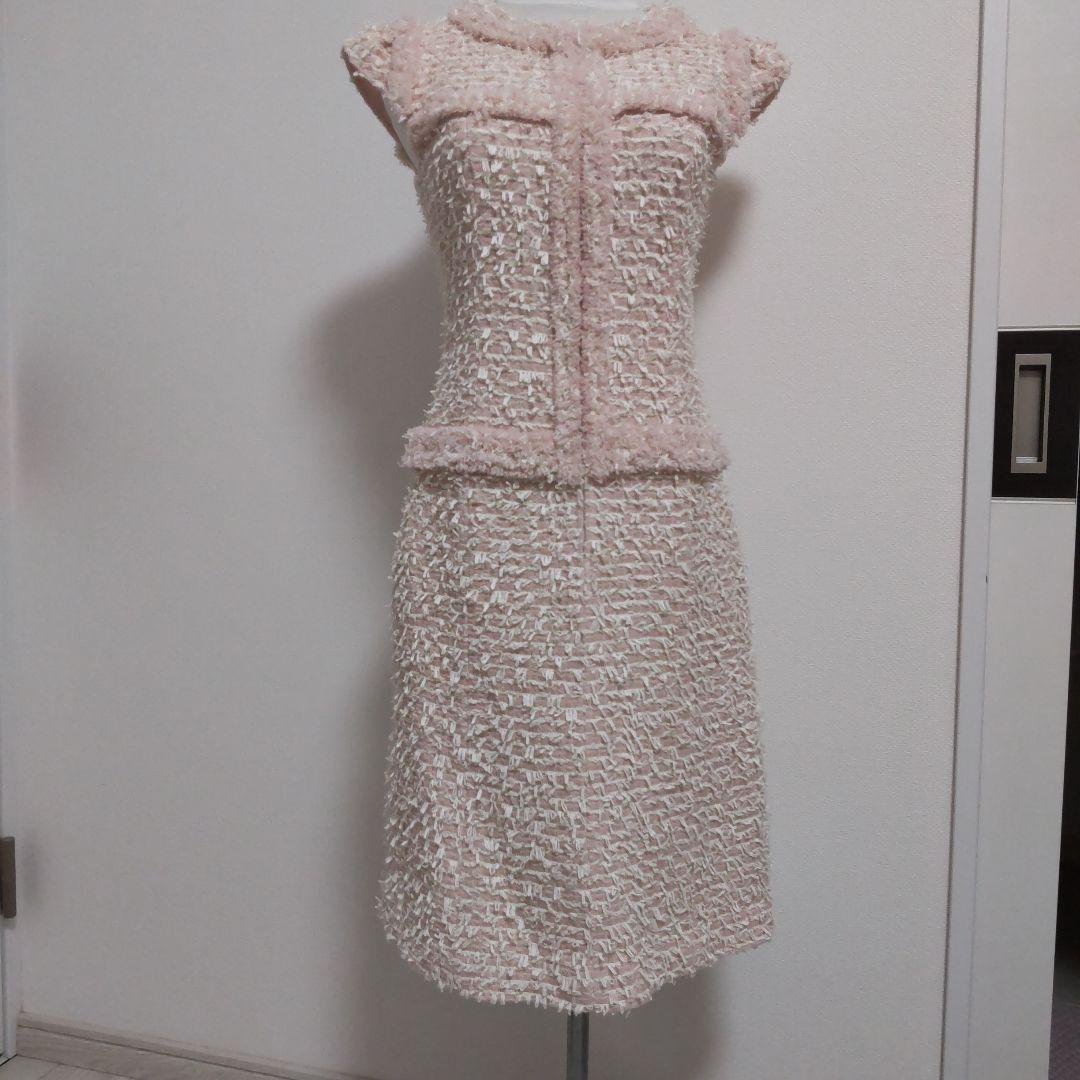 Rene ルネ ツイードワンピース 34 ✨Rene✨ルネ ツイードワンピース TISSUE社製生地 サイズ34 みどり系