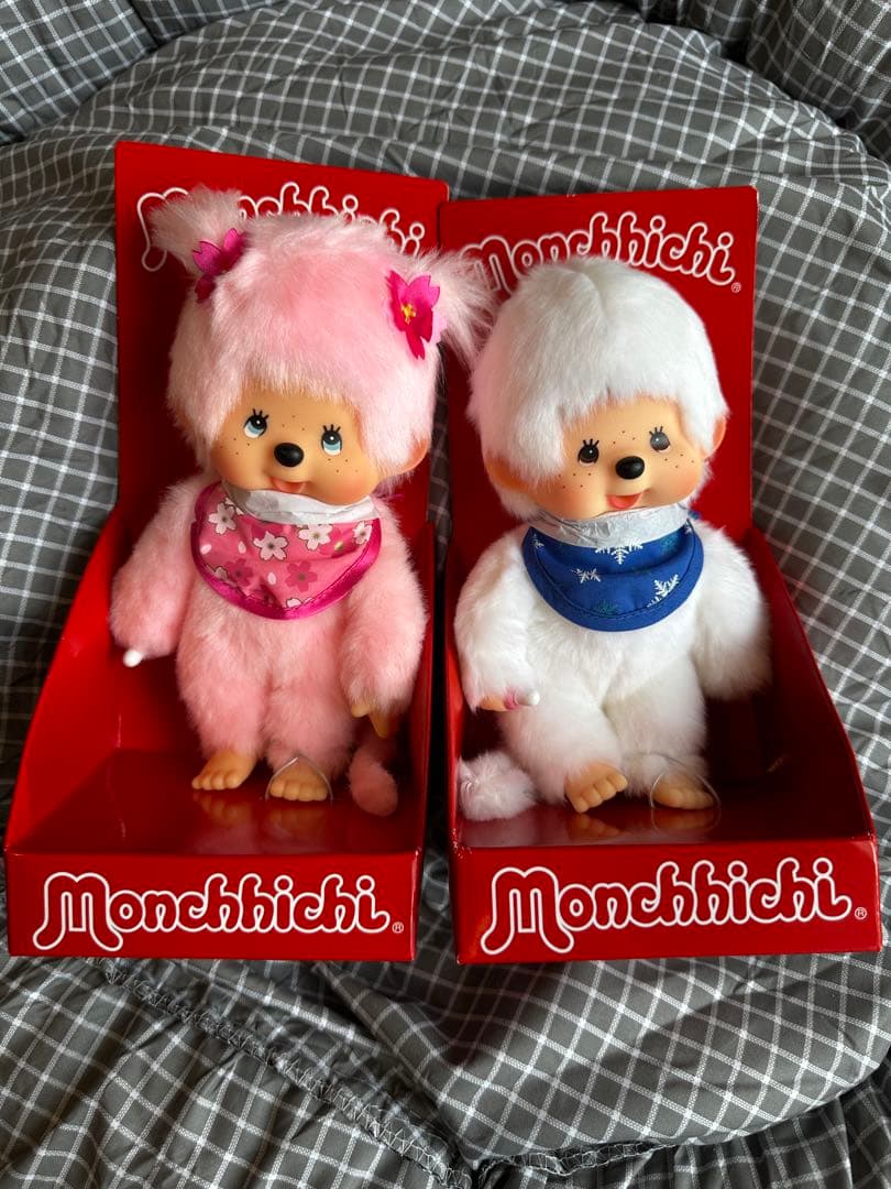 海外限定モンチッチ スノー白色 Sサイズ サクラピンク色S サイズ 2体セット 海外限定モンチッチ スノー白色 Sサイズ サクラピンク色S サイズ 2体