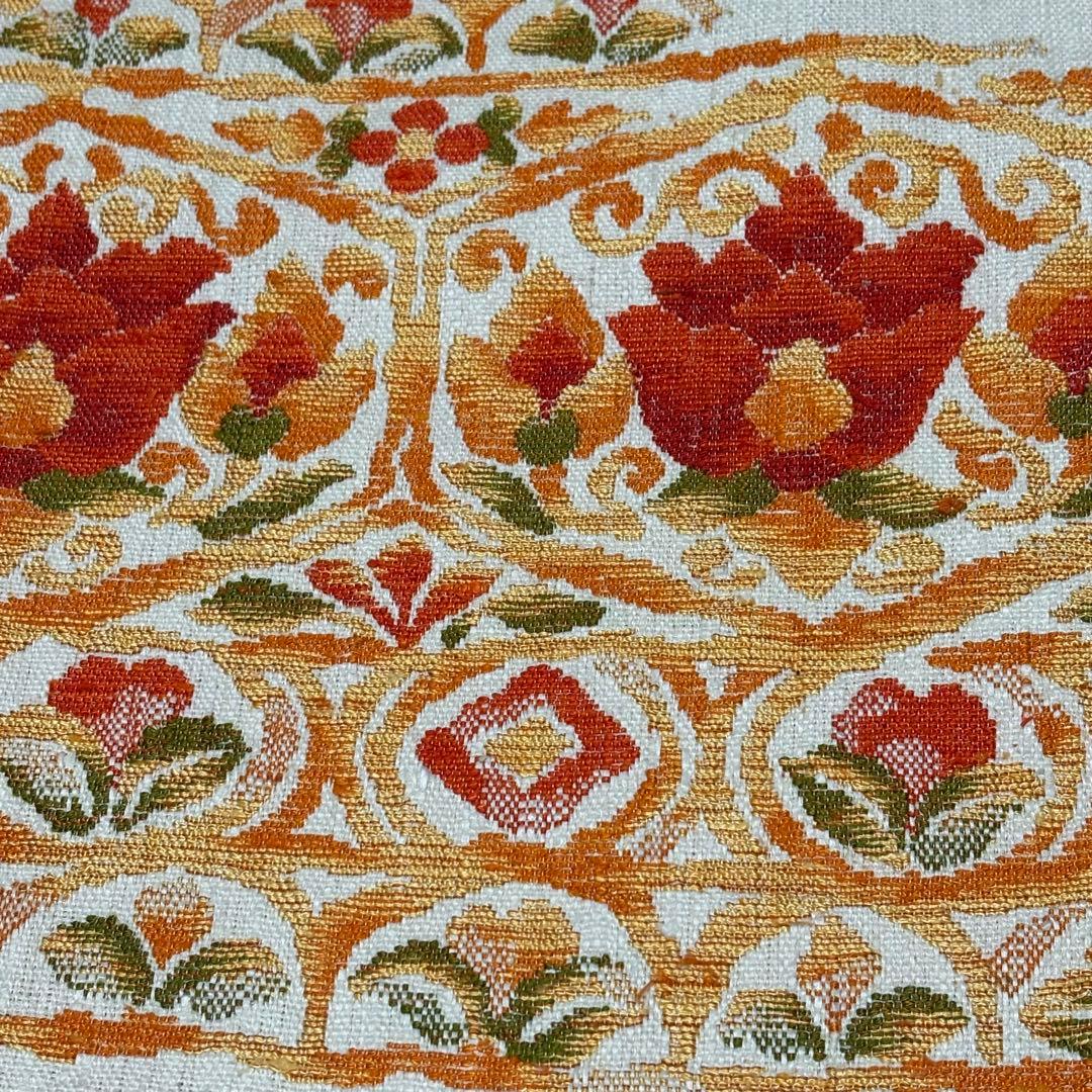 八寸名古屋帯 西陣織 真綿紬 正絹 白 中古 花so334 - メルカリ