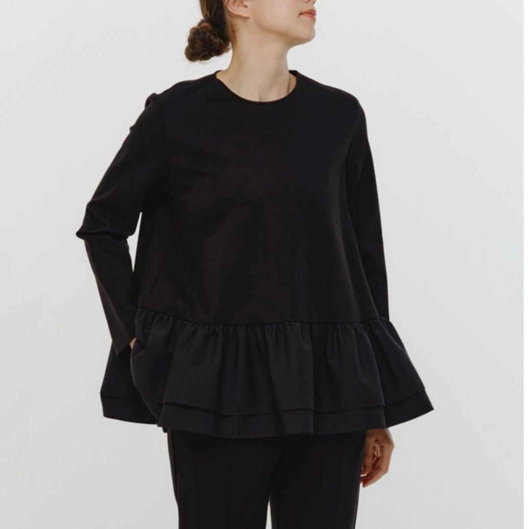 美品✨ yori ヨリ ぬくぬくヘムダブルフレアブラウス ブラック 38