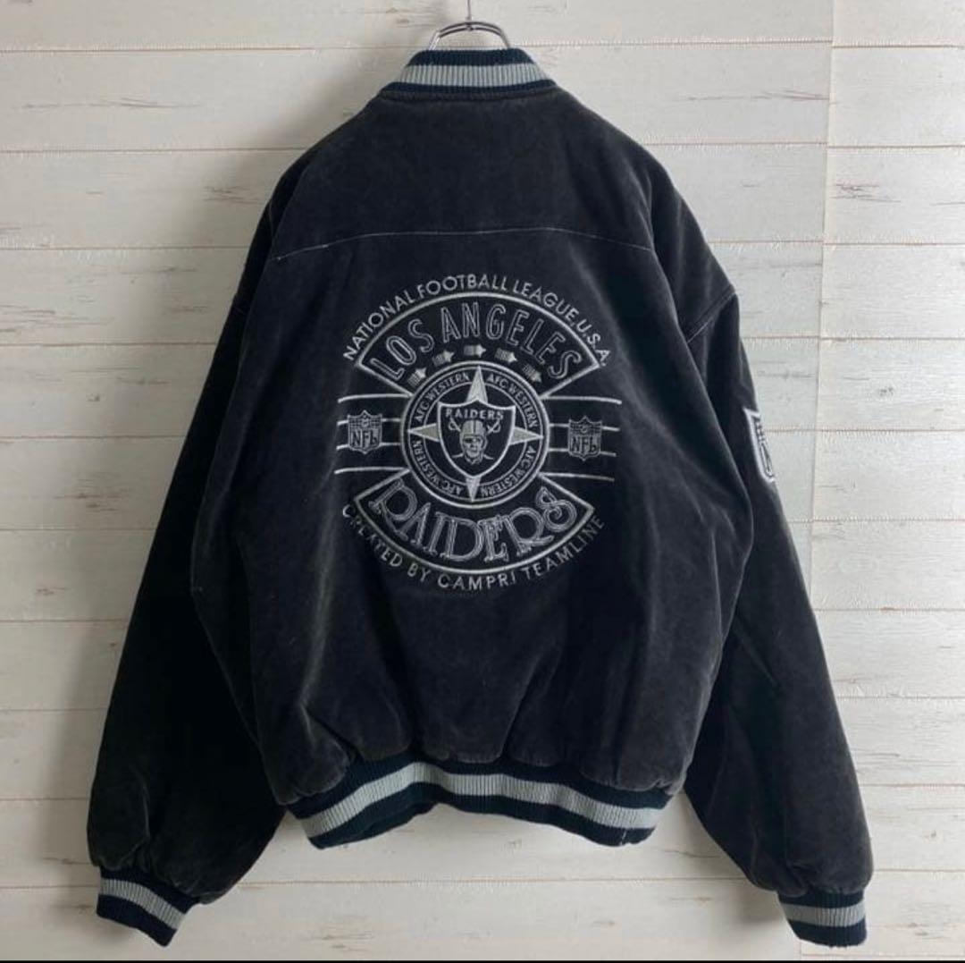 な*き様 《超希少品》NFL レイダース☆ブルゾン　刺繍ロゴ　チームロゴ　ベロア