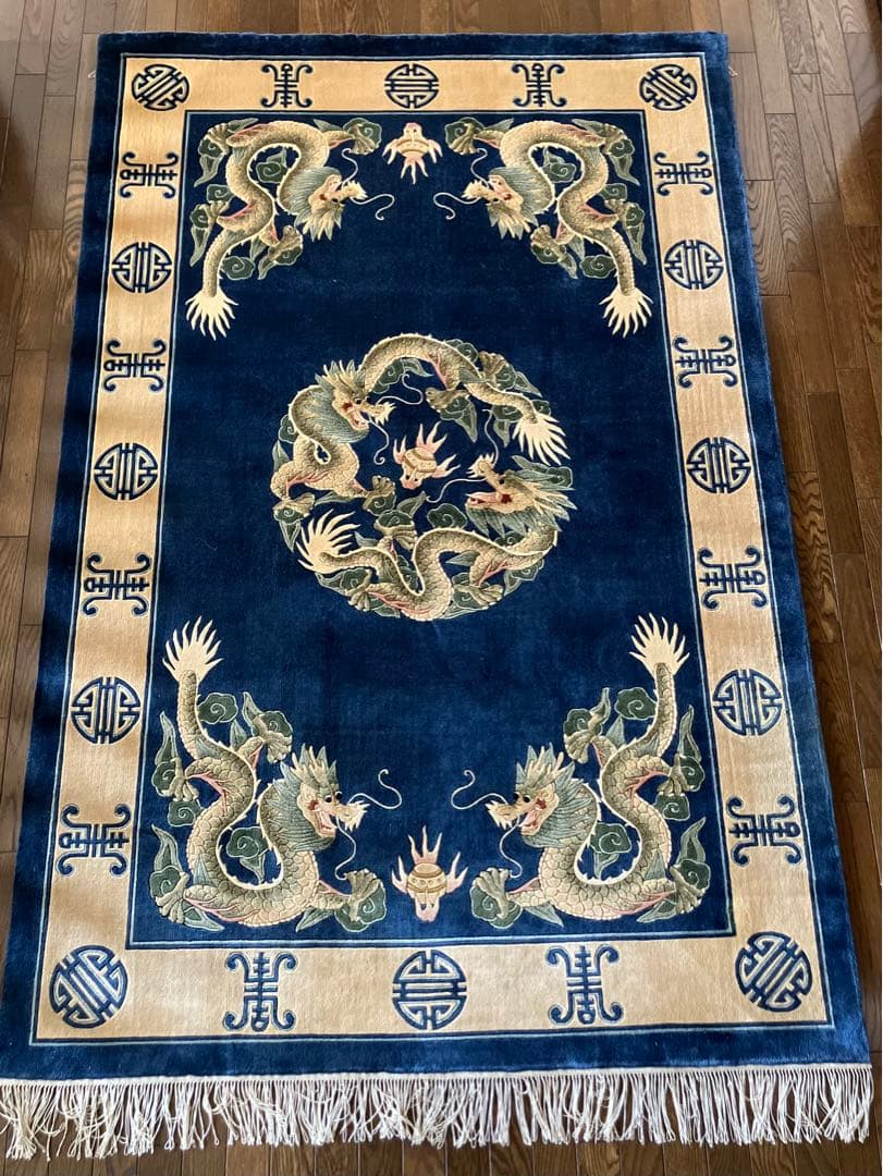 中国シルク100%段通: 120段手織り、186cm✖️122cm絨毯、カーペット 中国シルク100%段通: 120段手織り、186cm✖️122cm絨毯、カーペット