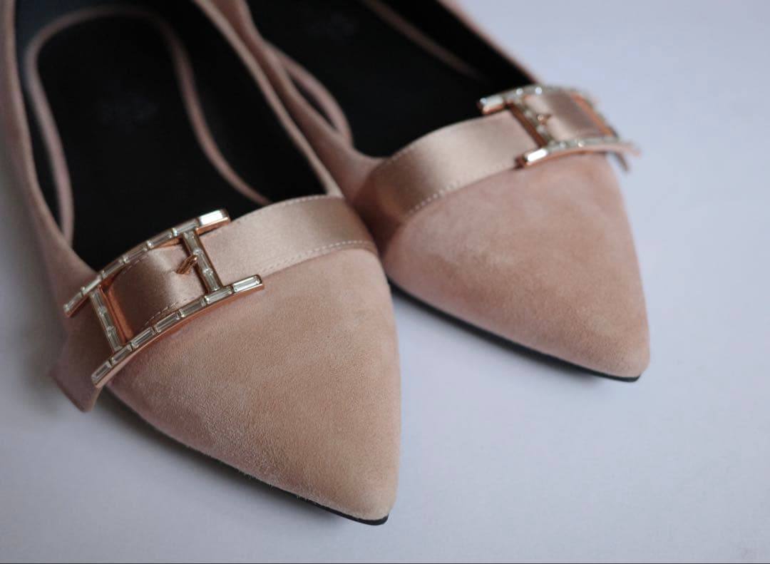 HERMÈS エルメス アピ ドゥース Hロゴ バレエシューズ ローズゴールド