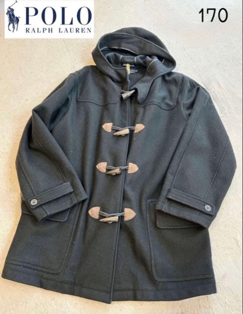 POLO RALPH LAUREN ★ブラック ダッフルコート ★170 ポロ ラルフローレン POLO RALPH LAUREN ダッフルコート フード ウール