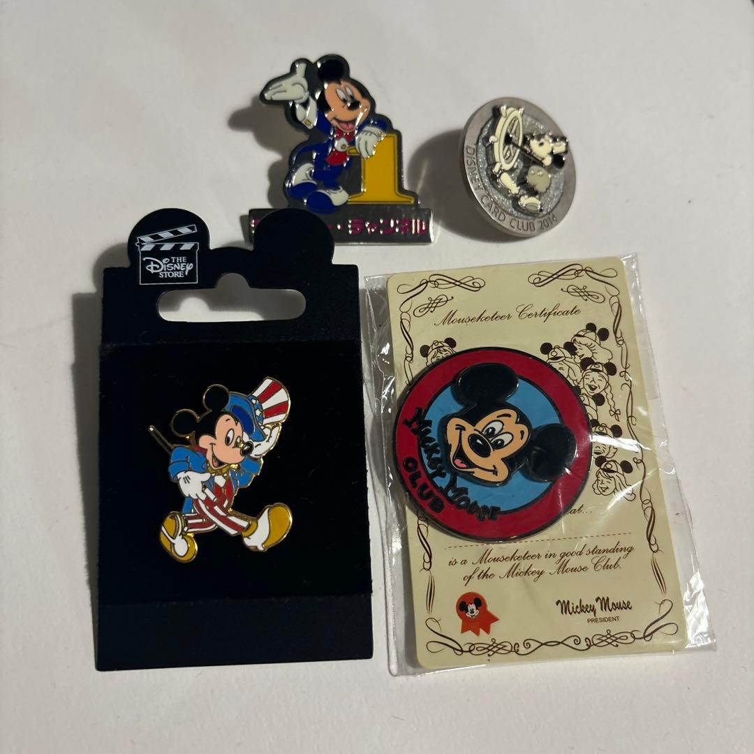 レア ディズニー ミッキーマウス ピンバッジ 4種 セット ディズニ