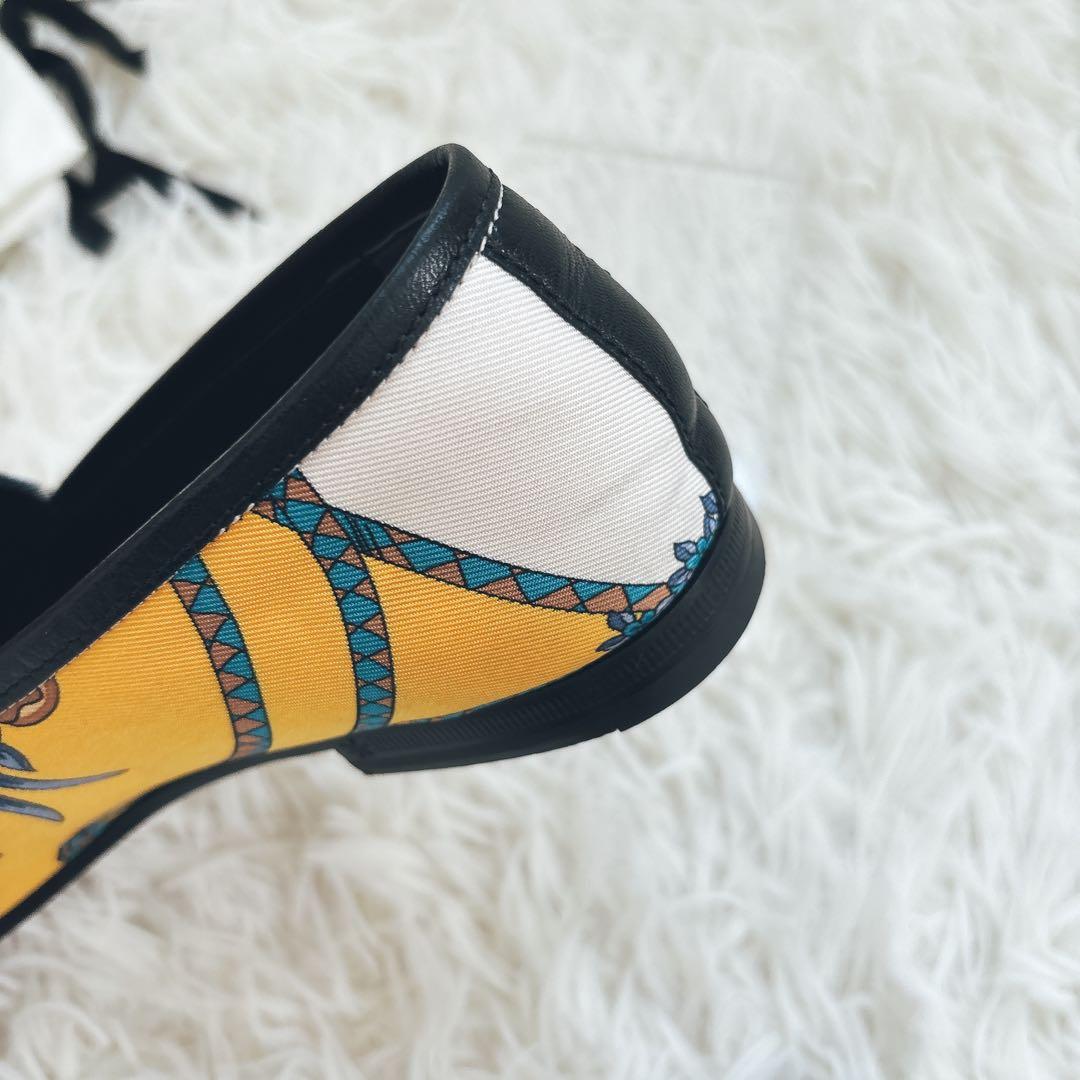 GUCCI フラワープリント ローファー 総柄 ブルー イエロー 36ハーフ