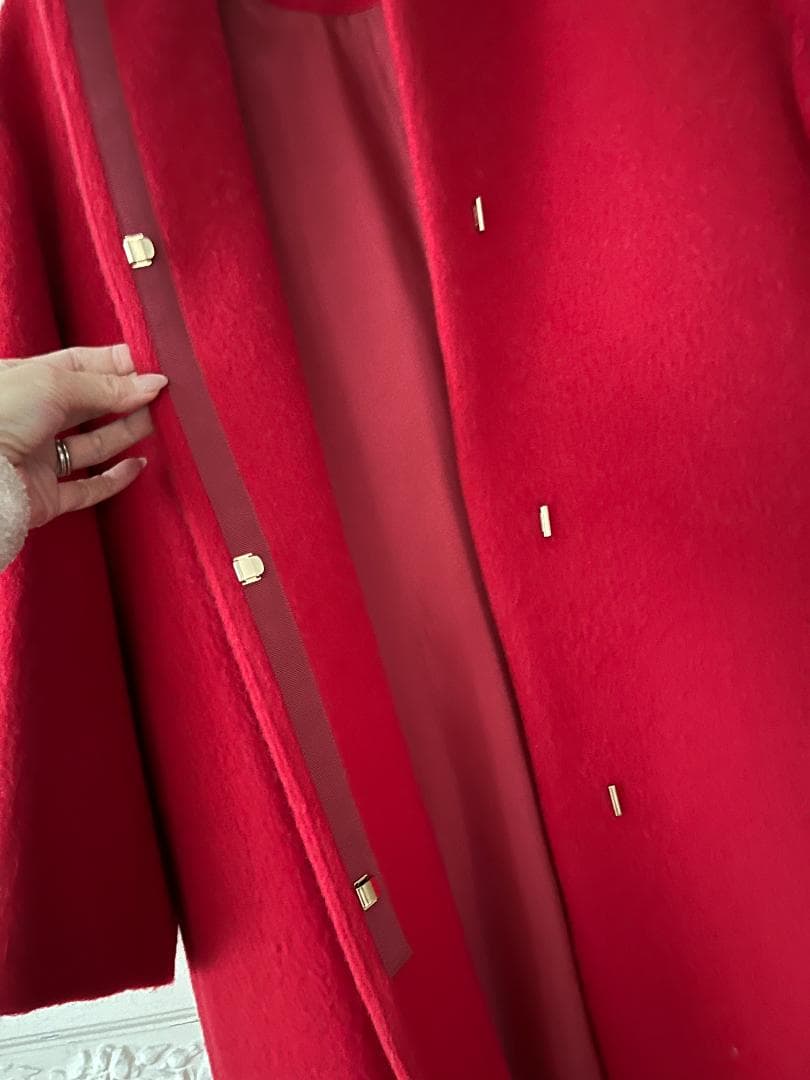 美品】LOULOU WILLOUGHBY モヘヤ混ノーカラーコート 赤 1 - メルカリ