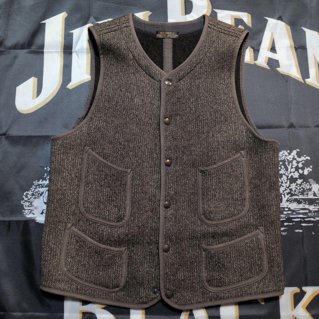 【ボタン難有り】フルカウント ブラウンズ ビーチクロス ベスト 40 Browns BEACH JACKET」 by 「FULLCOUNT」 ビーチベスト入荷
