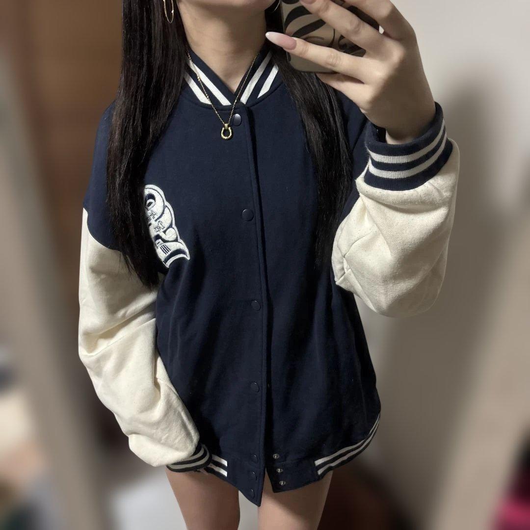 スタジャン ネイビー/アイボリー - メルカリ