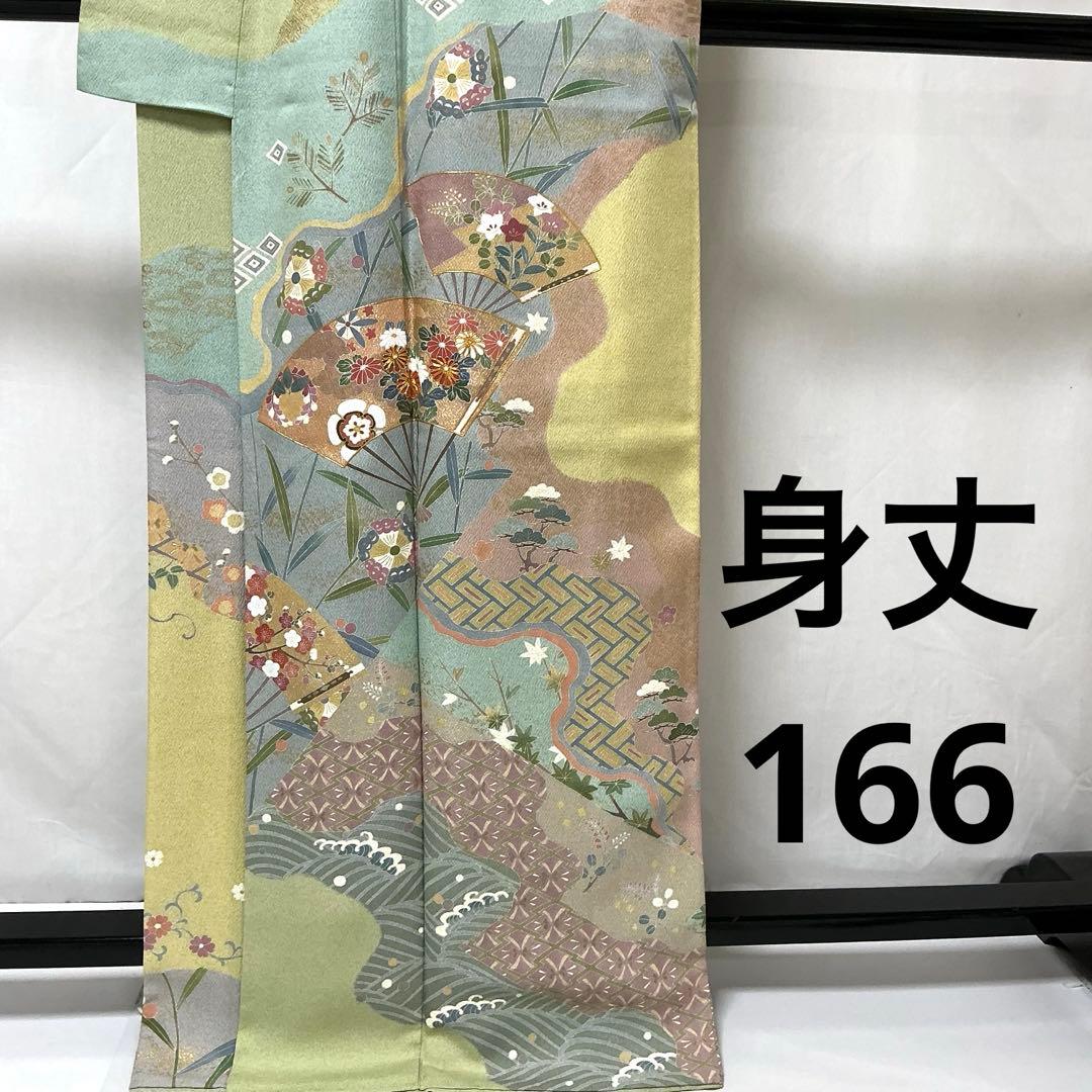 b493 正絹 袷 訪問着 金駒刺繍 金箔 友禅 圭雲 トールサイズ 極美品