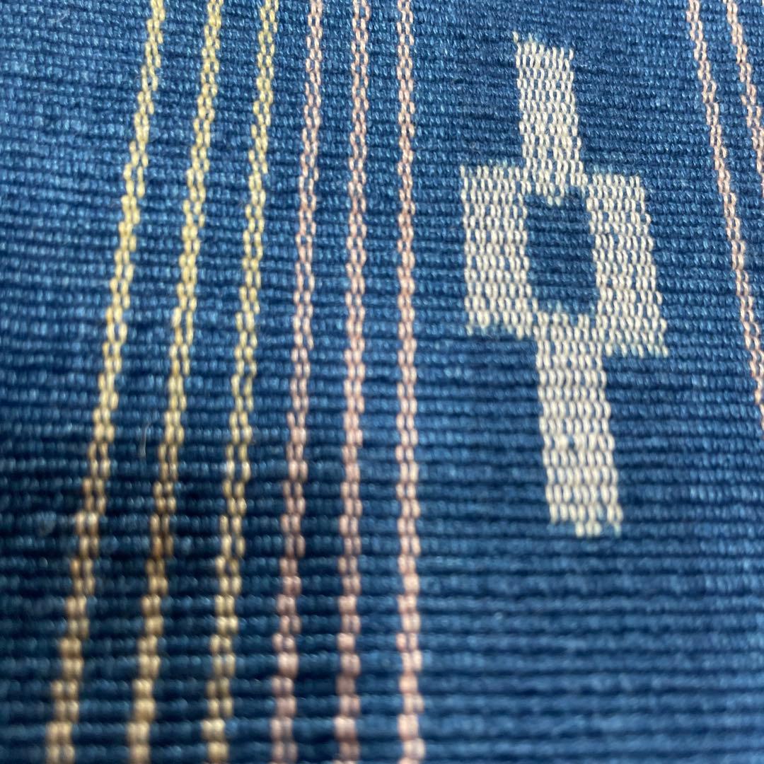 七緒♪ ミンサー織 青色 半幅帯 ストライプ 美品 - メルカリ