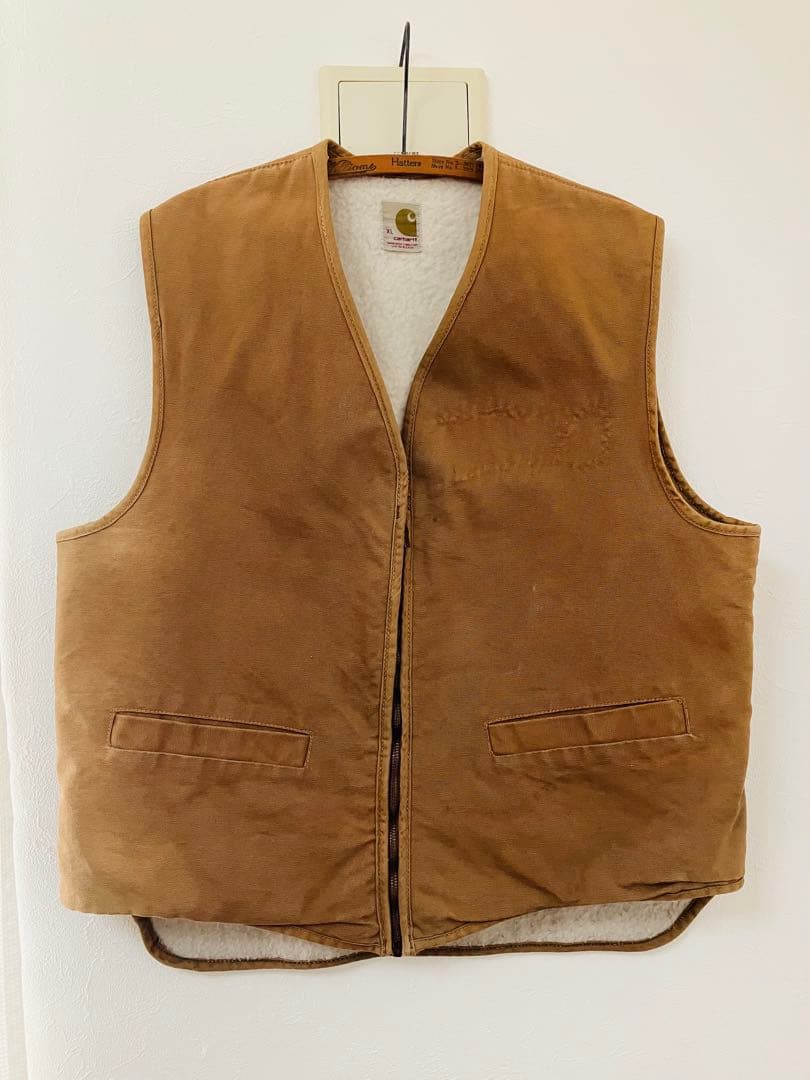 70's carhartt 初期ダッグベストSCOVILLジップ 裏ボアライナー