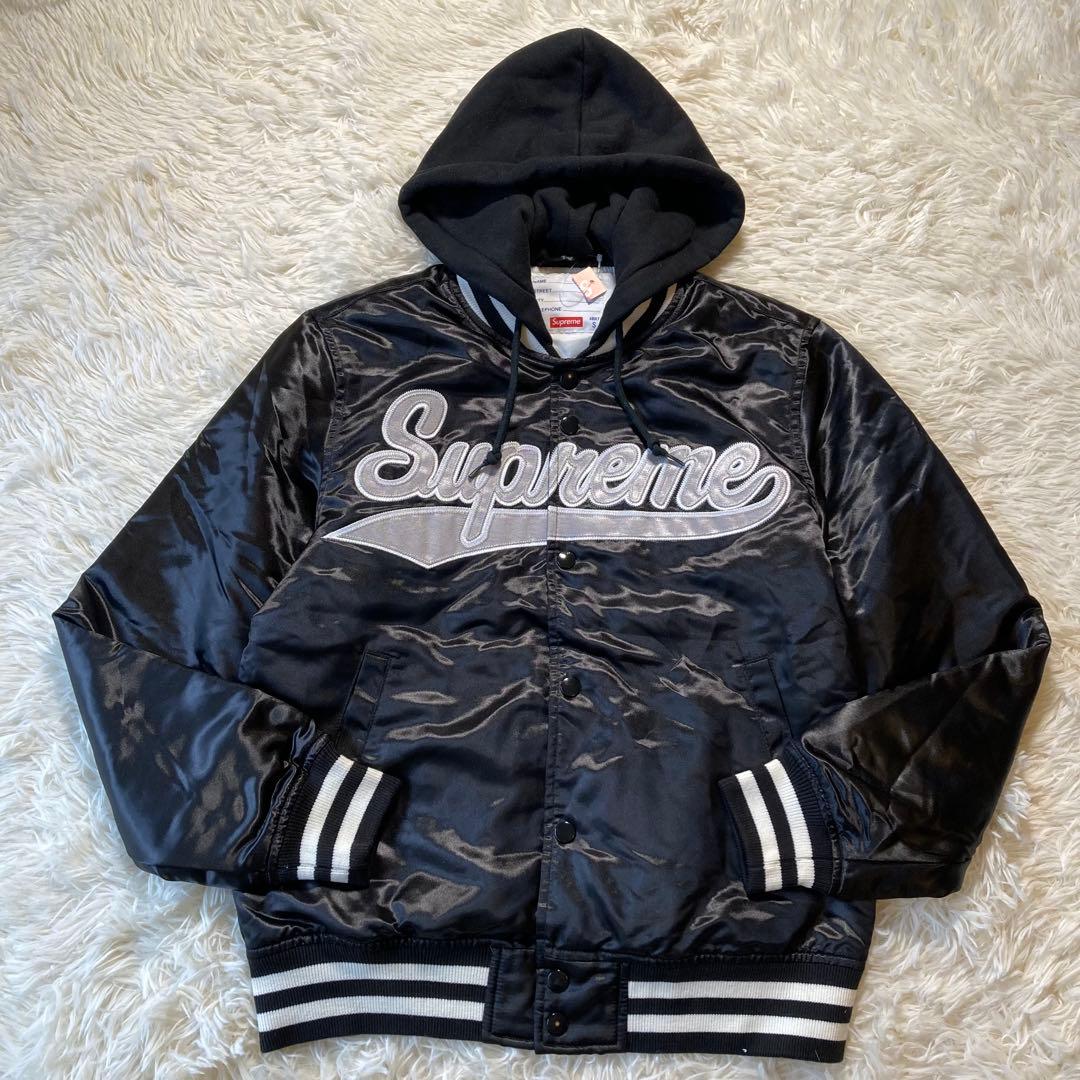 未使用 Supreme Hooded Satin Varsity Jacket Supreme®/Mitchell & Ness® Lined Hooded Satin Varsity Jacket