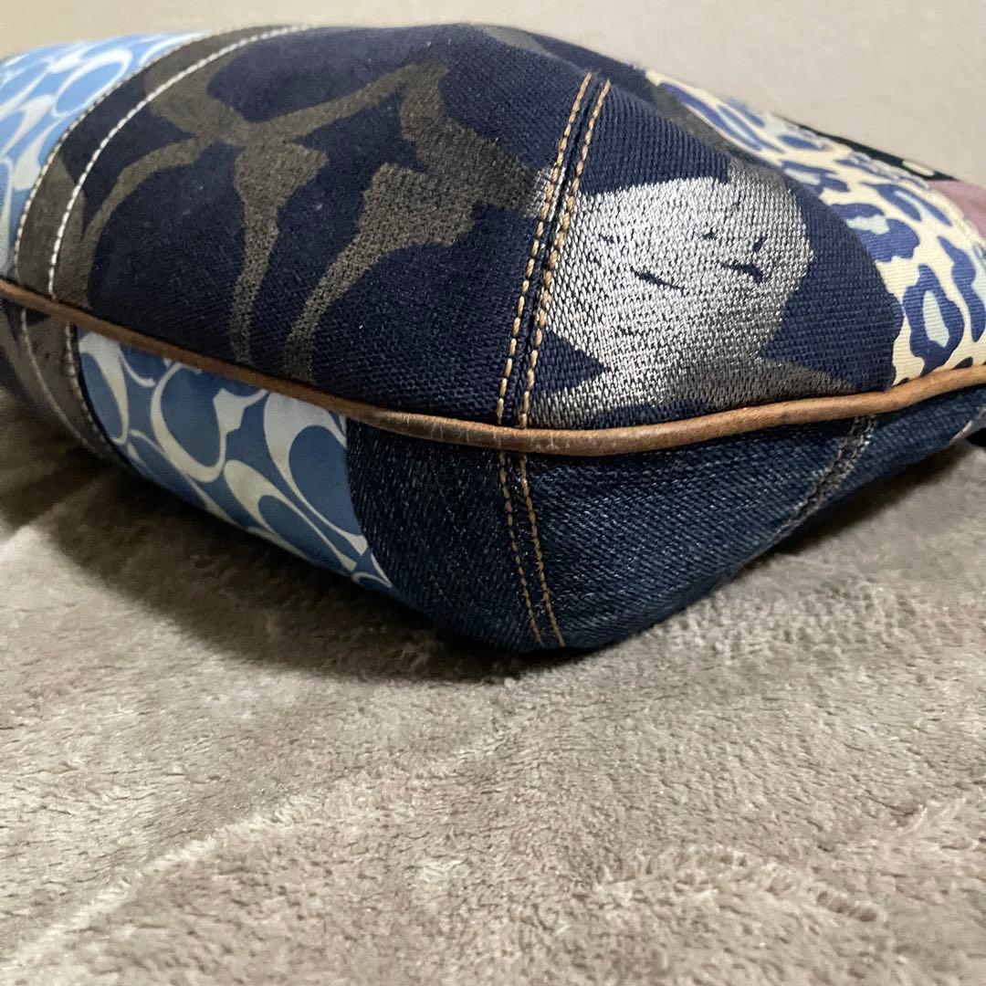 COACH コーチ パッチワーク デニム ワンショルダーバッグ シグネチャー