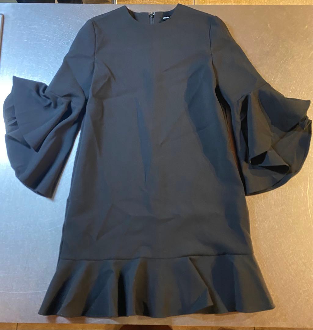 YOKO CHAN BLACK フレアスリーブ ワンピース　36サイズ YOKO CHAN ヨーコチャン フレアスリーブ スリットライン ドレス