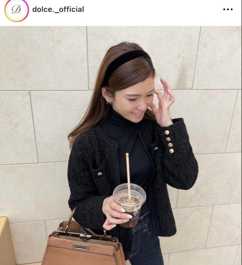 maison de Dolce. メゾンドドルチェ ツイードジャケット 黒 - メルカリ