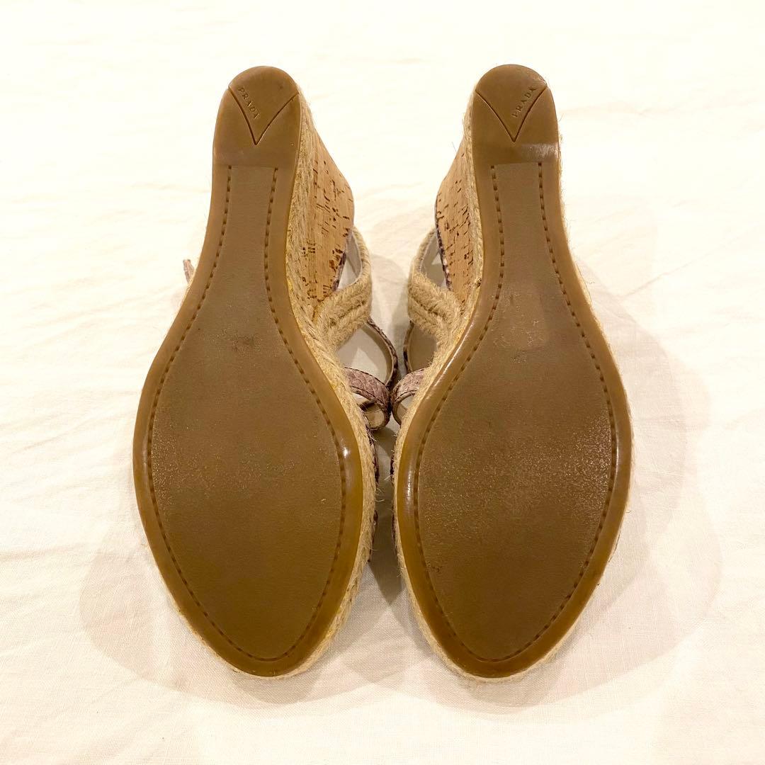 超美品】PRADA プラダ ウェッジソール サンダル 39 パイソン柄 - メルカリ