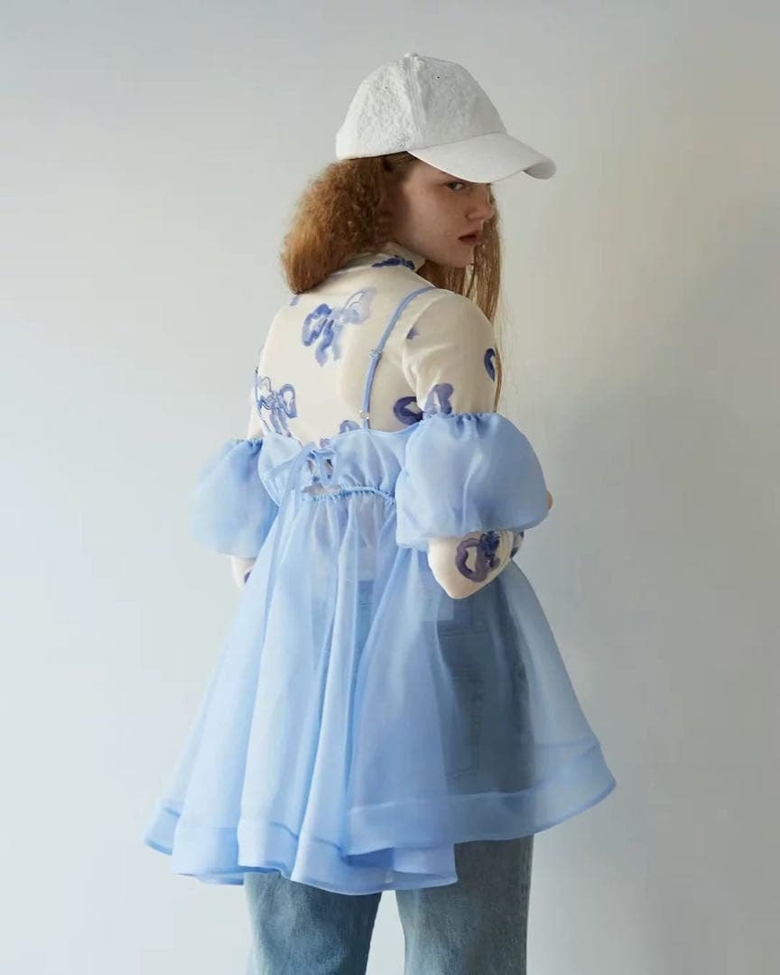 poppy あさぎーにょ オーガンジーオフショルダーキャミチュニック