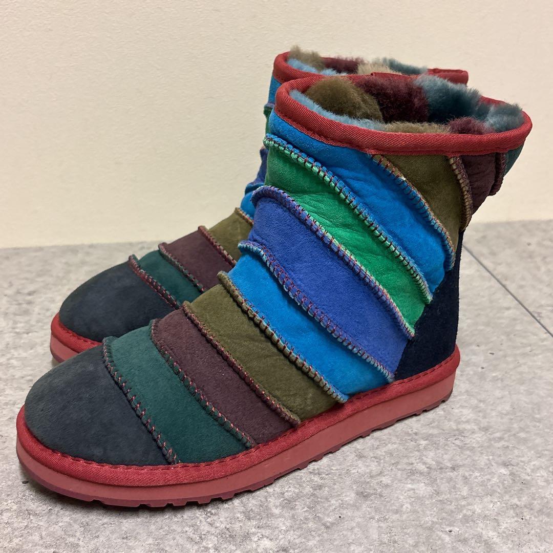 美品✨Estacion/エスタシオン　カラフルステッチ　ムートンブーツ M ESTACION エスタシオン et197or ORマルチ 【ファーまでカラフル