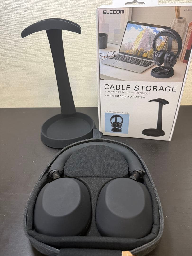 wh1000mx5 カバー、スタンド付き SONY（ソニー） 純正 WH-1000XM5 付属 キャリングケース ブラック