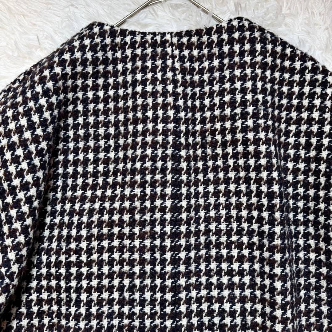 りく様美品 23区 千鳥格子 ツイード ノーカラー ロングコート 23年製 6