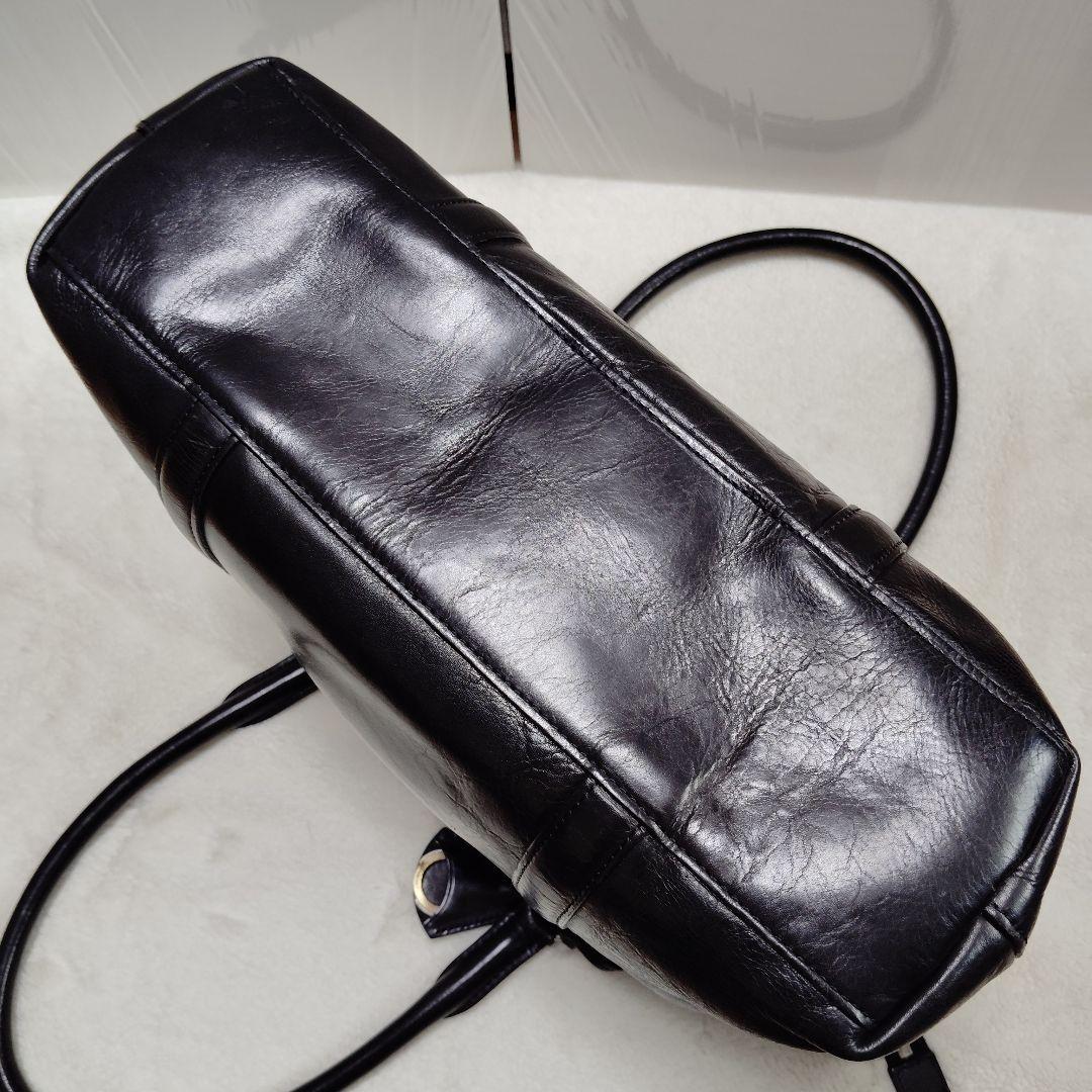 艶】アニアリ ビジネストート ブリーフケース オールレザー 舟形 A4 黒