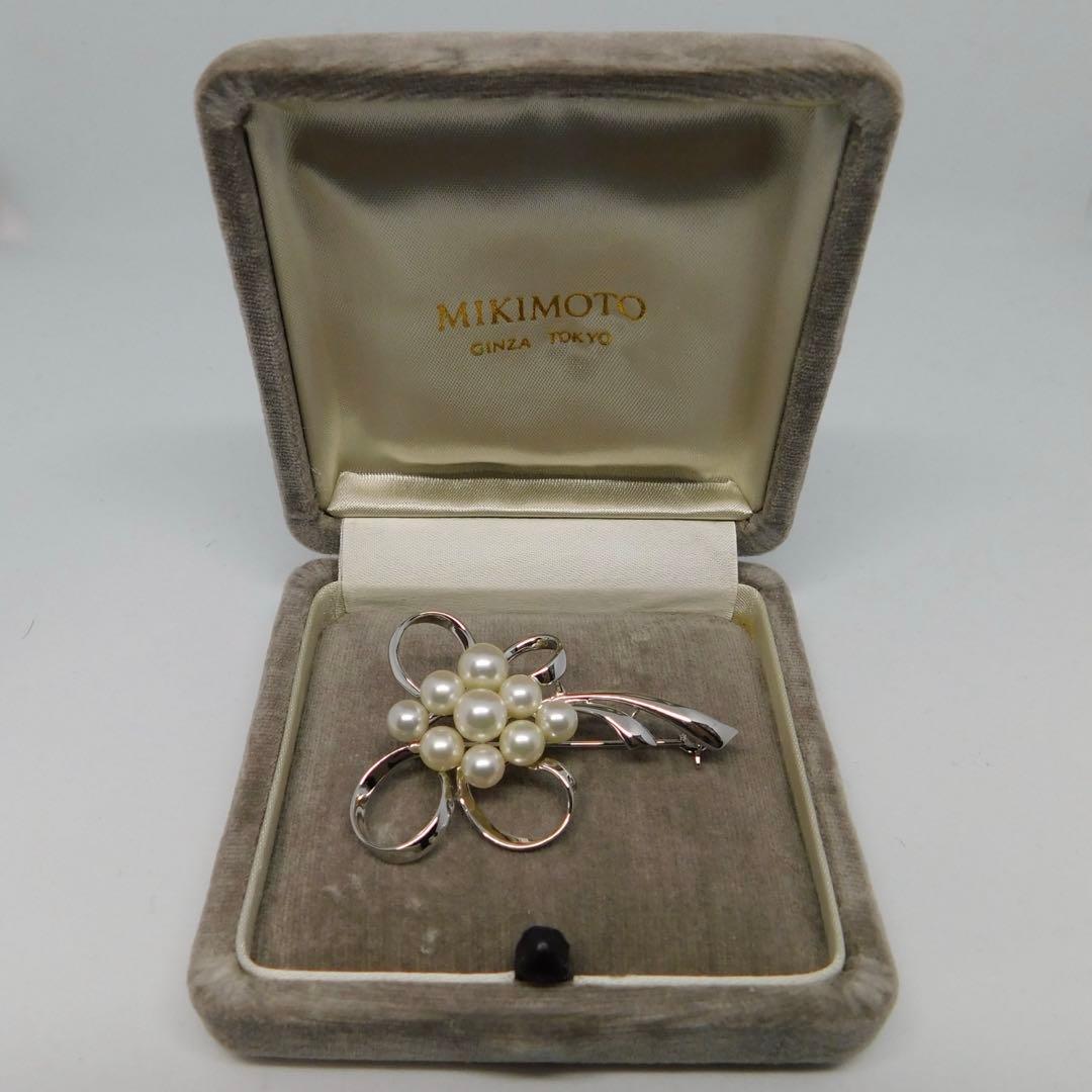 極美品 ミキモト ブローチ パール 9粒 皇室御用達 コサージュ シルバー