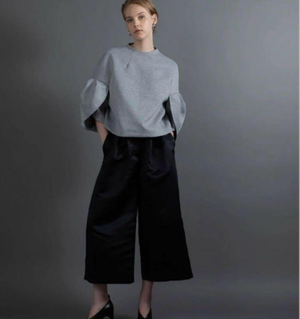 HEVE サテンガウチョパンツ36 ブラック サテンガウチョパンツ/接触冷感/洗える(ガウチョ・ワイドパンツ) | MK