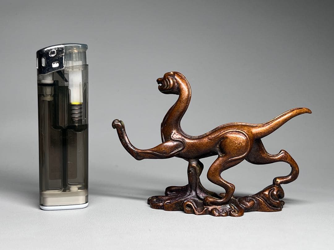 古美術 文鎮 置物 龍 細工 金属工芸 古銅 骨董品 飾り物 開運風水