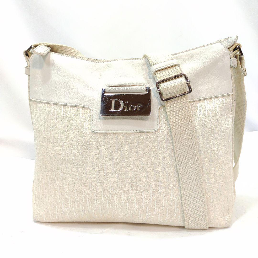クリスチャンディオール ショルダーバッグ レザー×キャンバス 白 トロッター柄 Christian Dior】クリスチャンディオール『トロッター柄 ショルダー