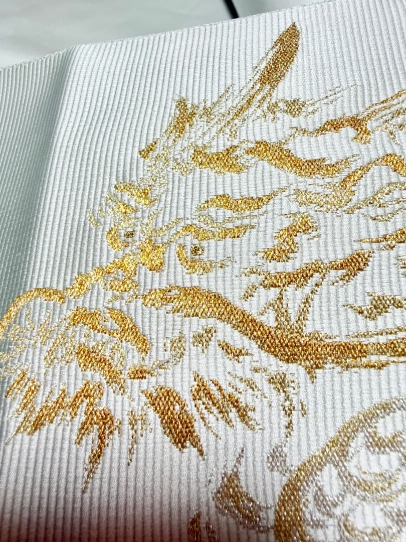 高級 袋帯 正絹 お太鼓柄 となみ織物 となみ帯 落款入 龍 ドラゴン