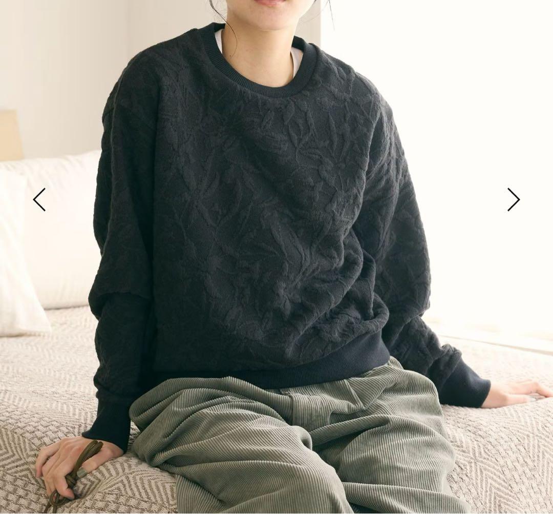 hasucoさま　ジャガード　ブラック LIMITED EDITION ジャカードストライプフロックコート - ブラック