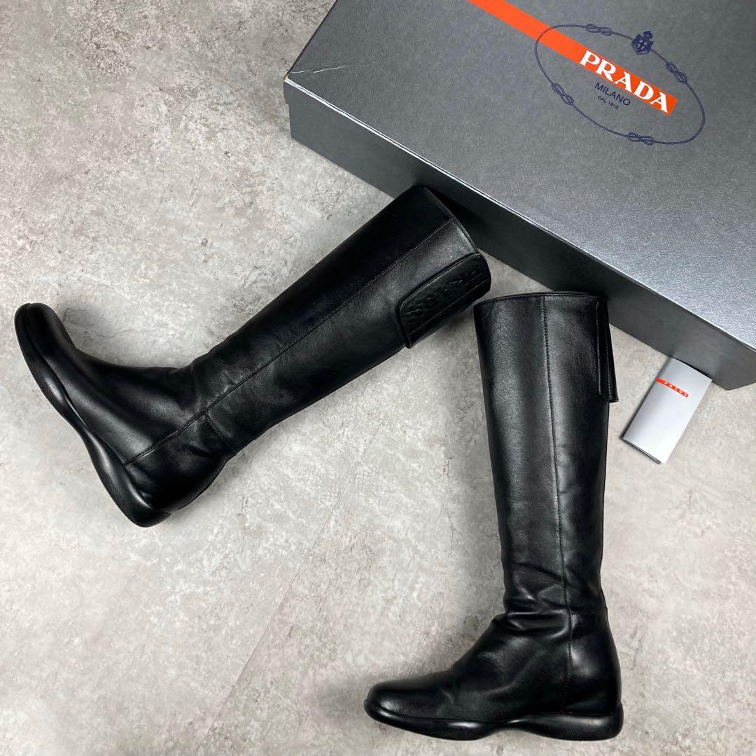 PRADA SPORTS プラダスポーツ レザー ロングブーツ 35 ブラック - メルカリ