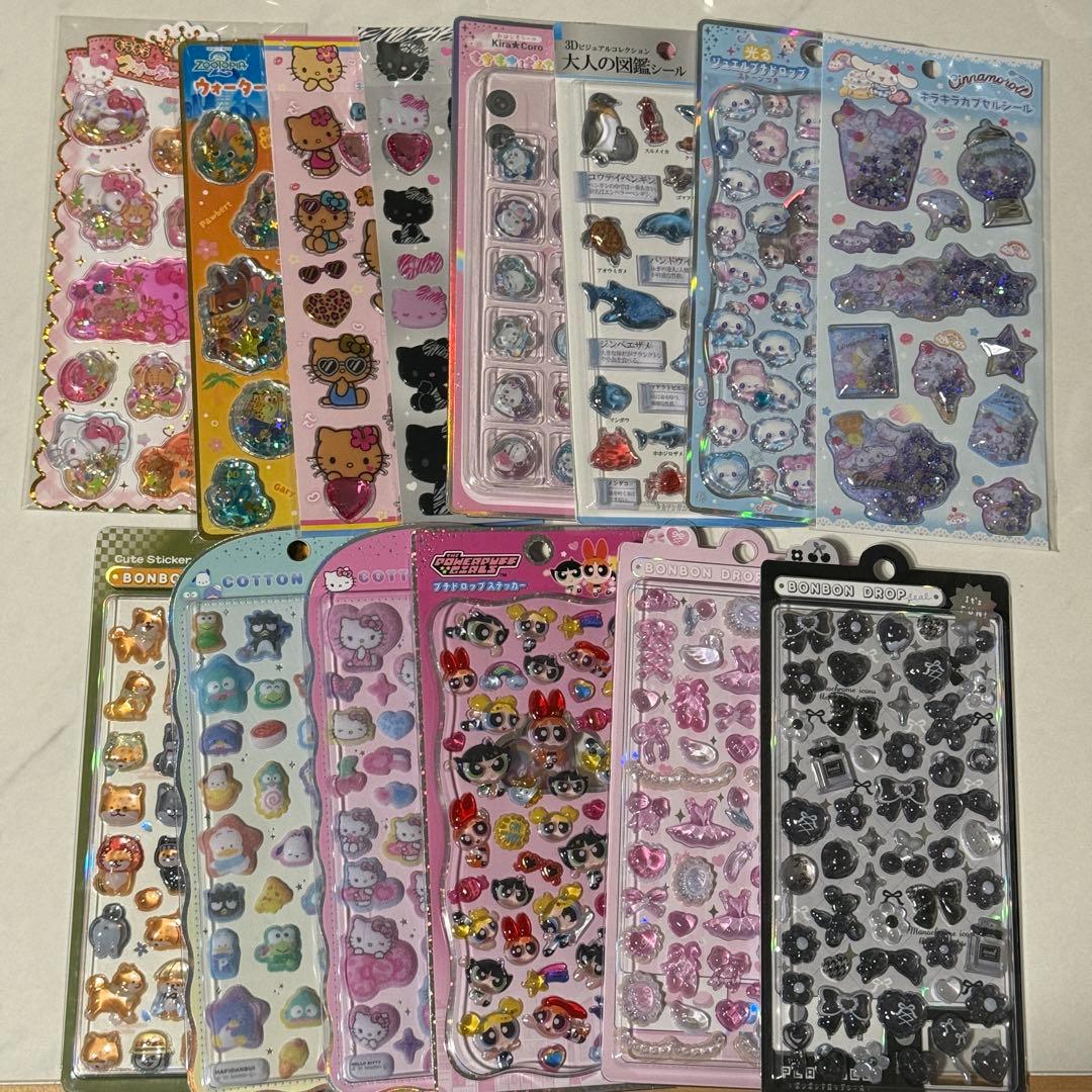 【正規品】ボンボンドロップシール コットンパフィ プチドロップ 14個セット ボンボンシール 【15枚ランダムセット】 ドロップシール ぷくぷく