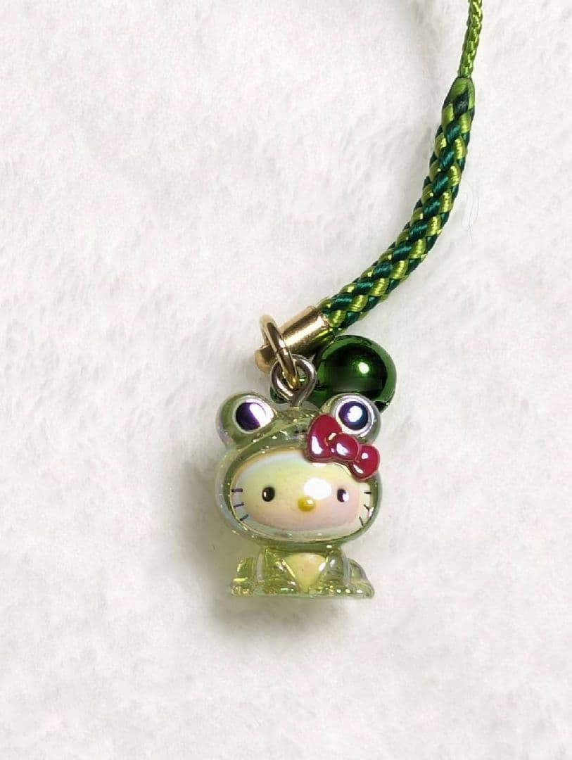 ご当地キティ 根付け 筑波山バージョン カエル 緑 グリーン ストラップ