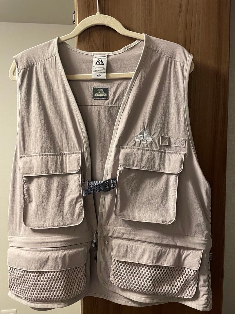 NIKE ACG ベスト Nike ACG 'Wolf Tree' Orange Polartec Fleece 1/2 Zip Vest, Size