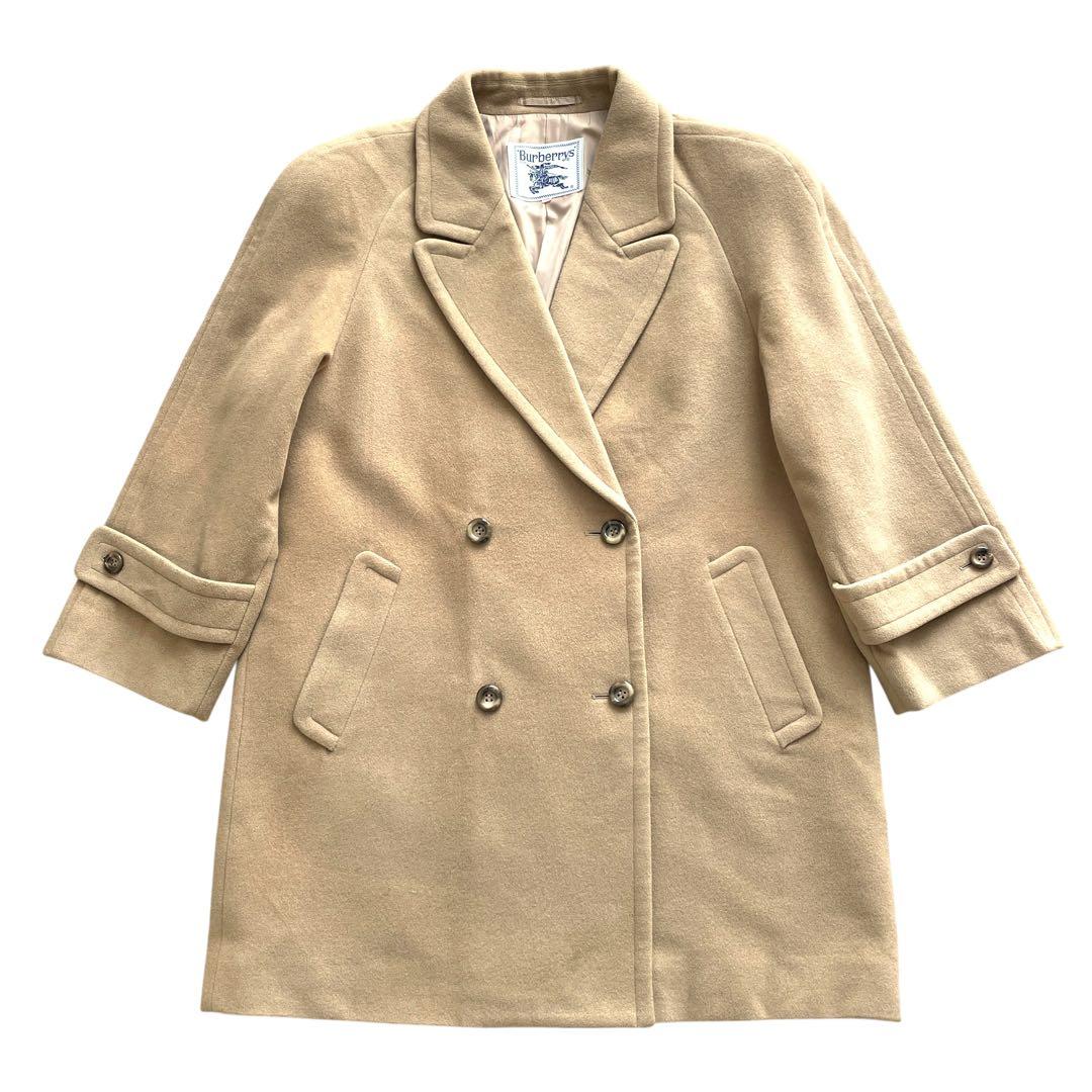 美品 90s Burberry カシミヤ混 ハーフコート 裏地総柄 ベージュ 美品 BURBERRYS バーバリーズ ヴィンテージ 裏地ノバチェック カシミヤ
