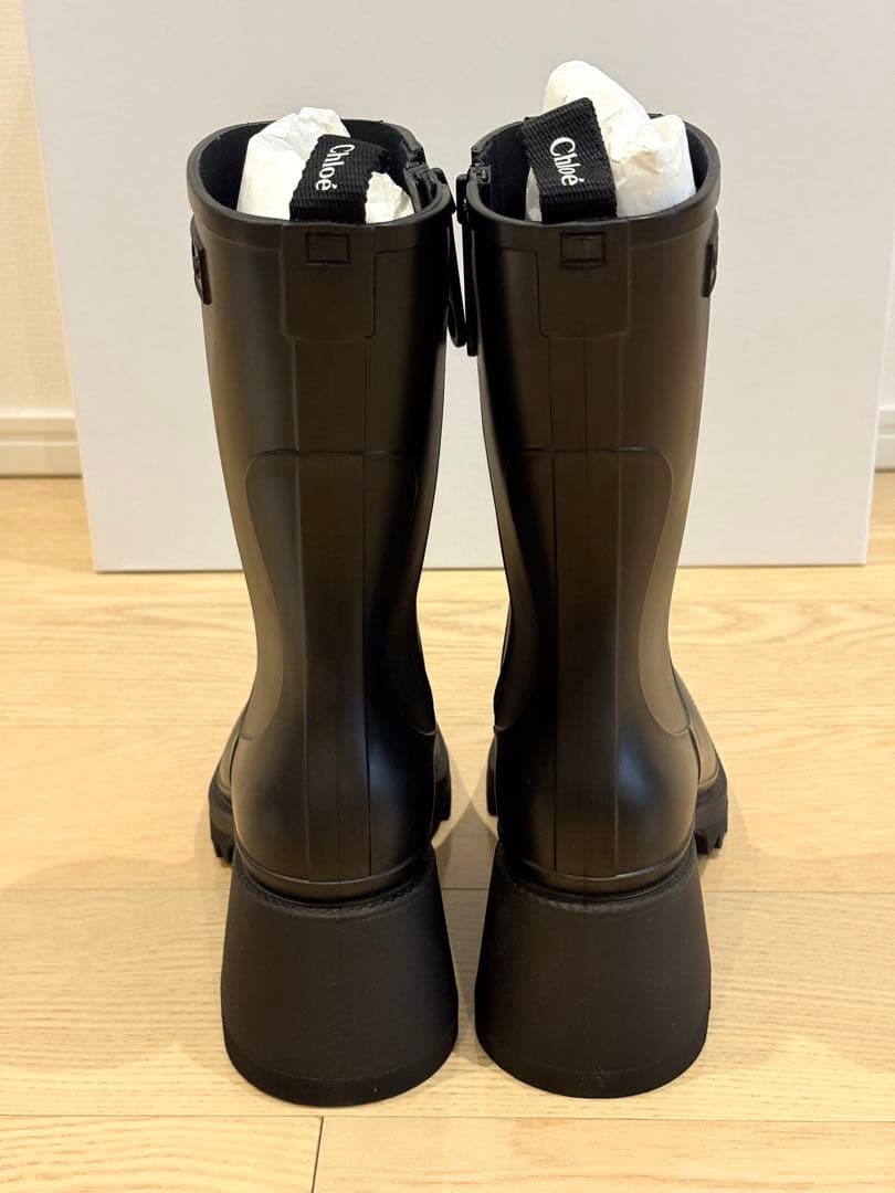 クロエ レインブーツ 長靴 ブラック38 - メルカリ
