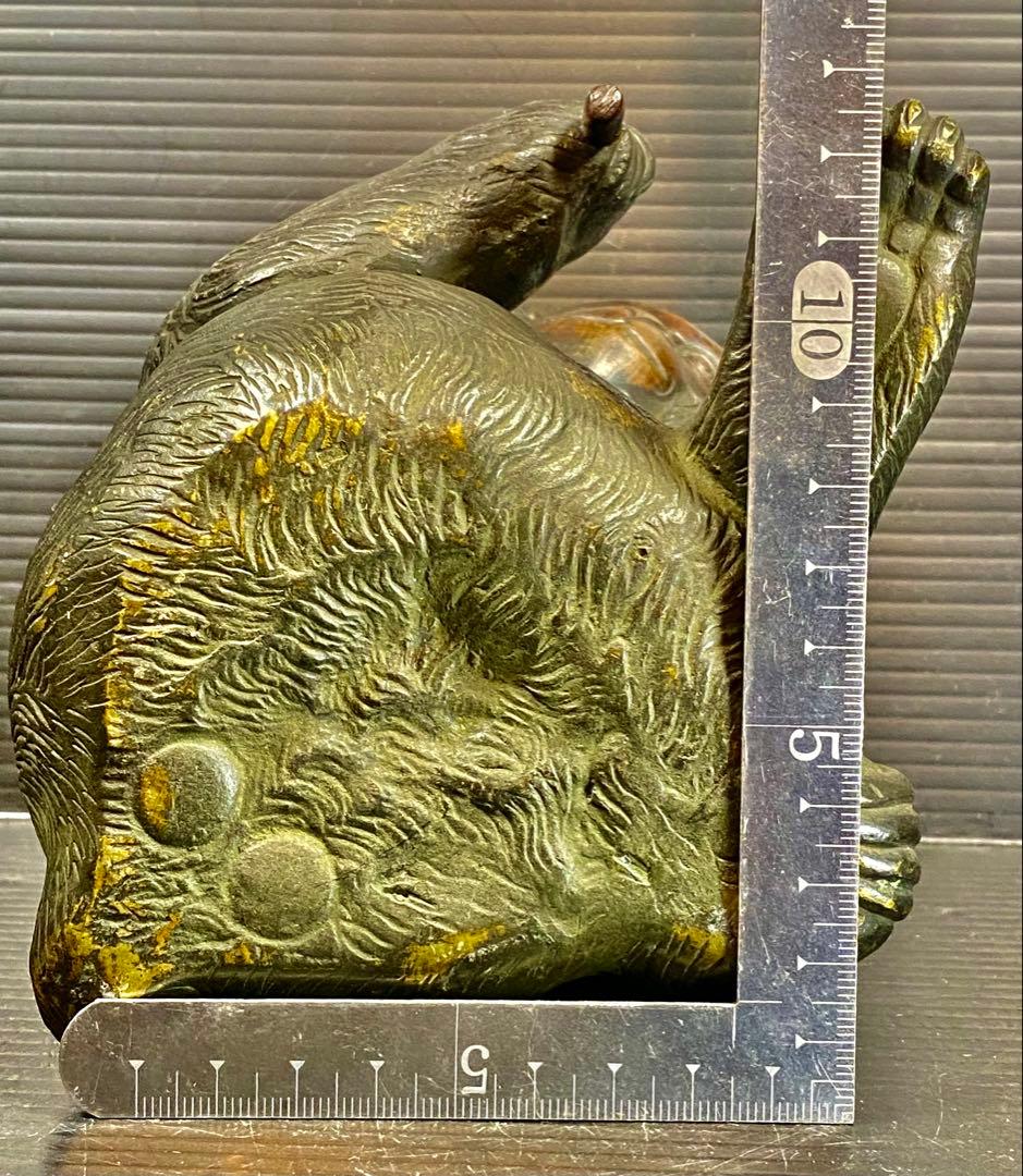 ブロンズ 猿 置物 銅製 時代 2.6kg 高さ 15cm