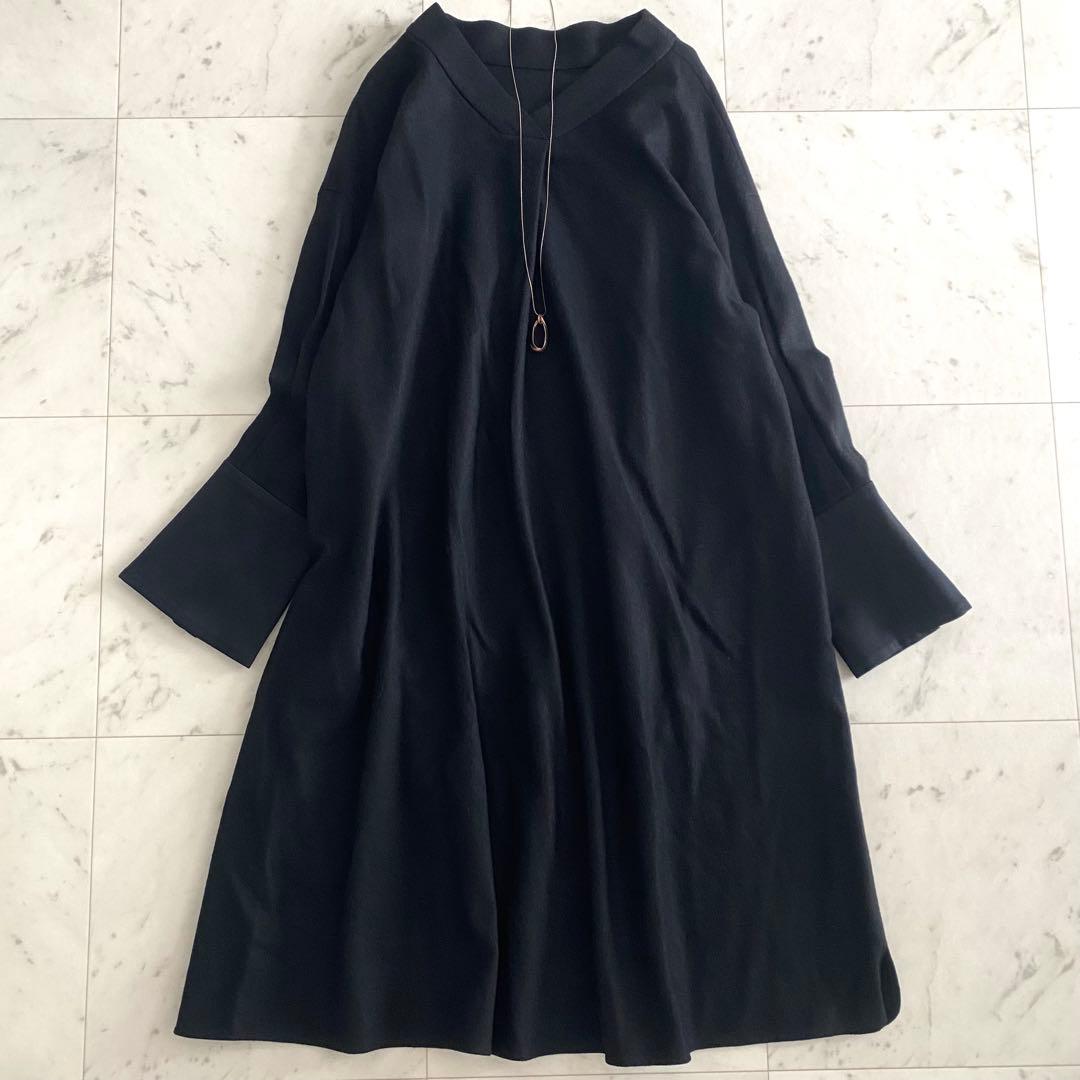 美品 アドーア ADORE シルキージャージーワンピース 近年 ブラック 38