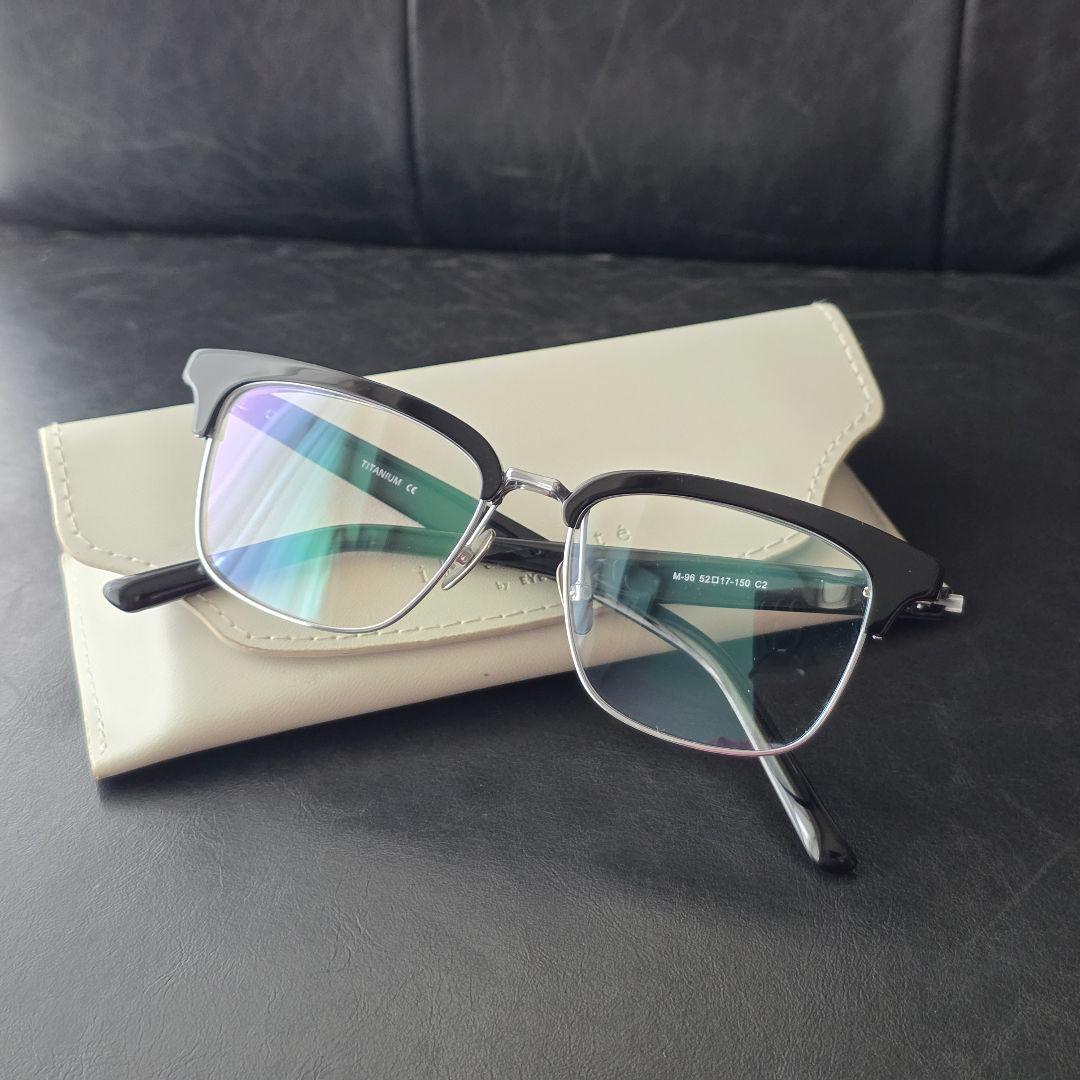 跳ね上げ式 メガネ サーモントブラック/シルバー チタン/アセテート