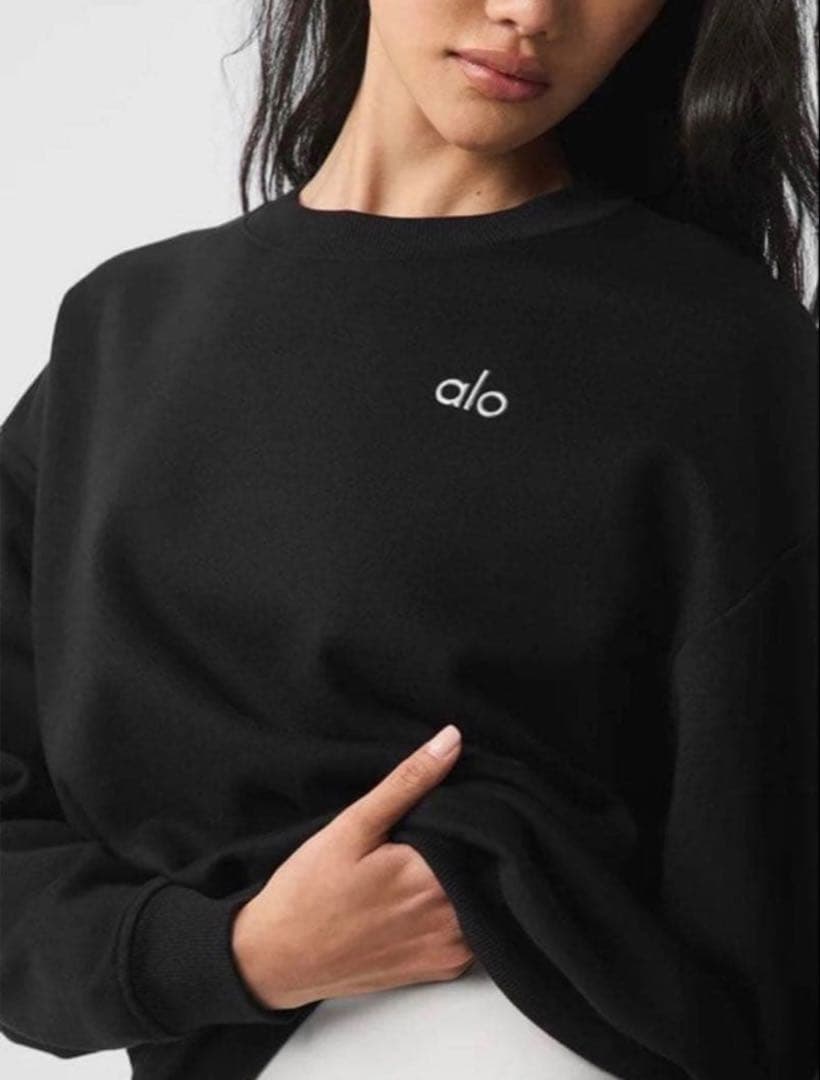 alo 裏起毛ブラック クルーネック トレーナー レディースSサイズ スウェット alo 裏起毛ブラック クルーネック トレーナー レディースSサイズ