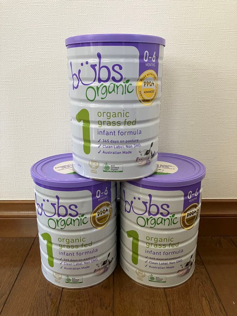 bubs organic 有機粉ミルク 0-6ヶ月 3缶　バブズ 新品未開封】バブズ bubs Organic 粉ミルク 3缶セット 0-6ヶ月 - メルカリ