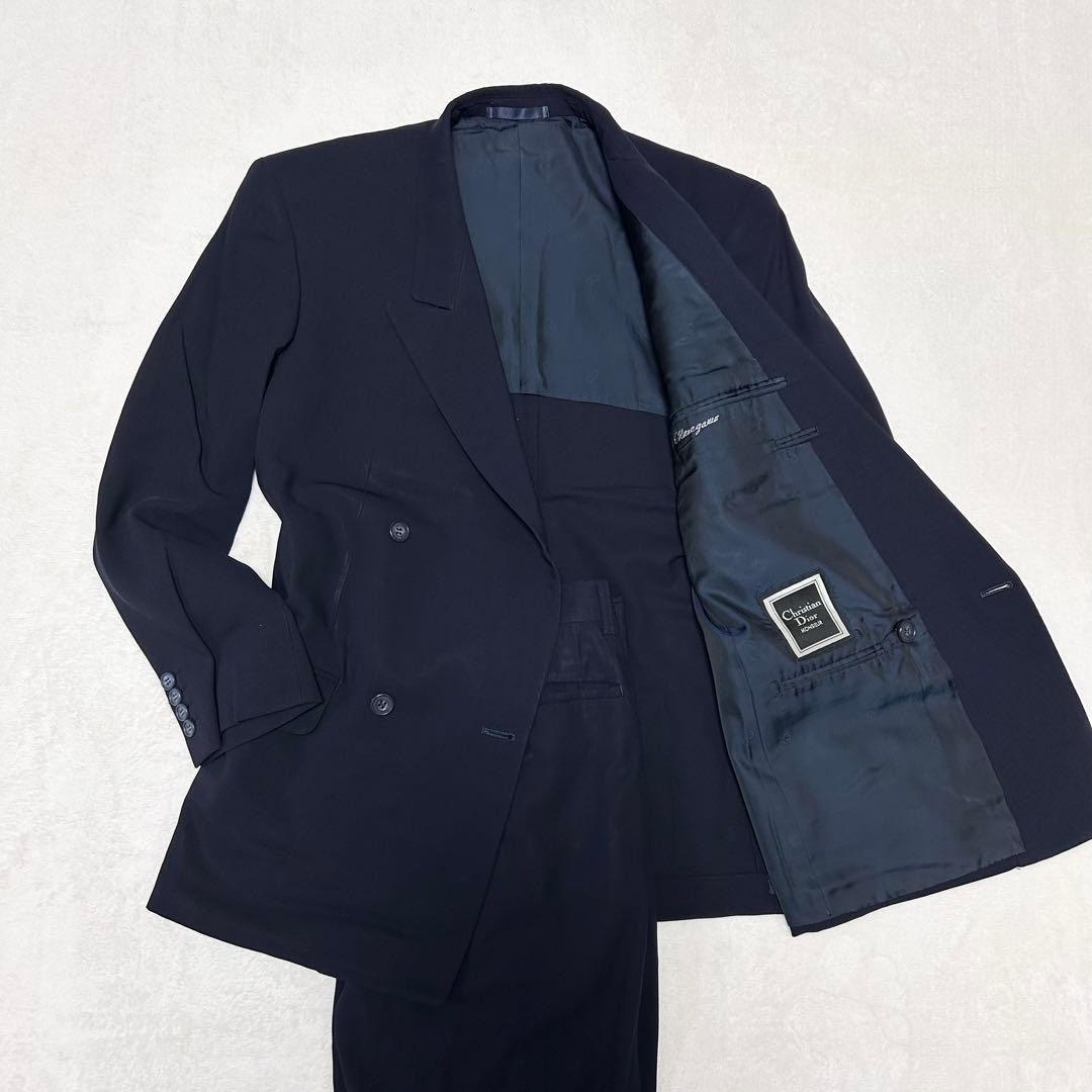 クリスチャン ディオール ムッシュ ダブルレスト セットアップ スーツ ネイビー Christian Dior】クリスチャンディオール ダブルウールセットアップ