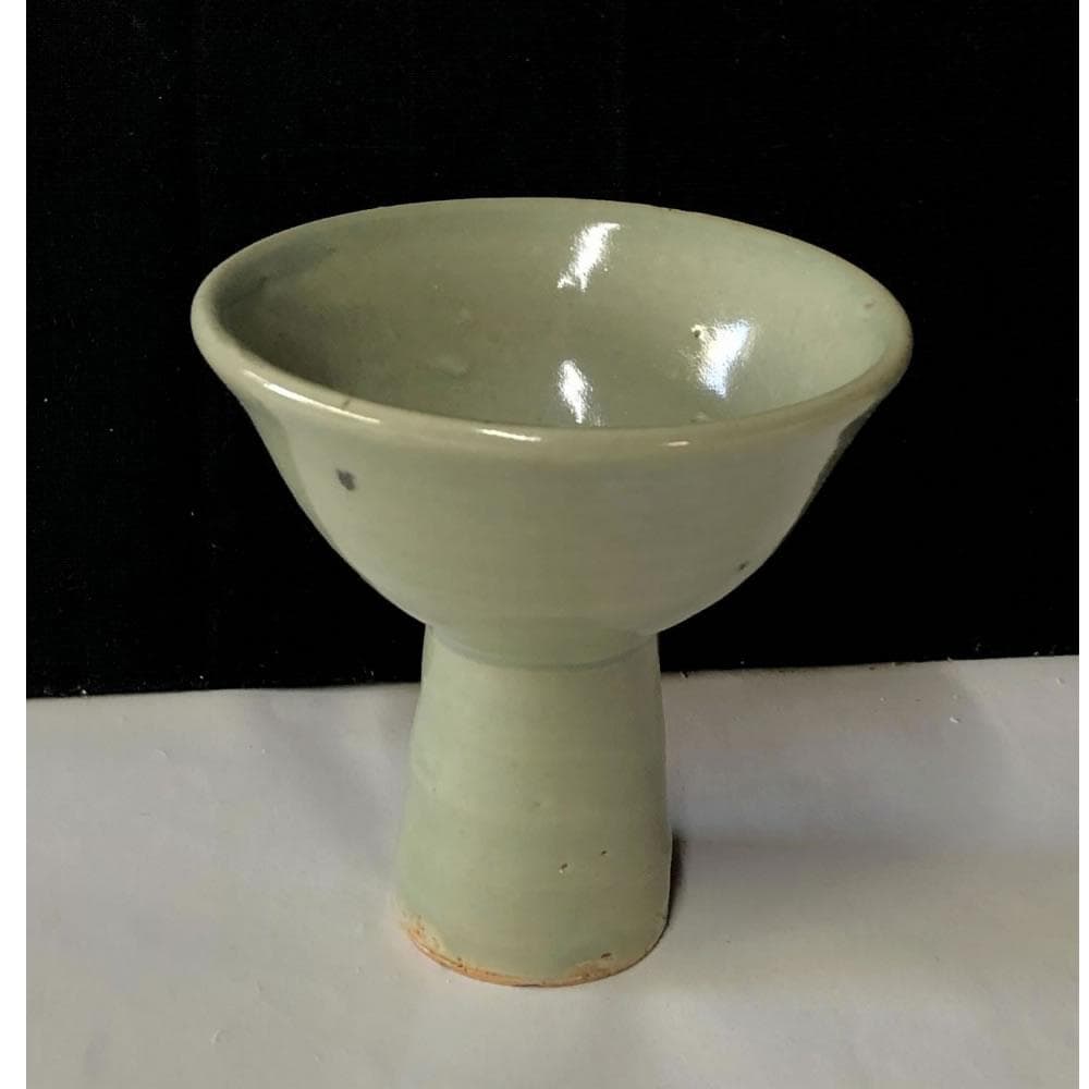 e1378 青磁 馬上杯 木箱入り 唐物 七官青磁 酒器 中国古陶磁