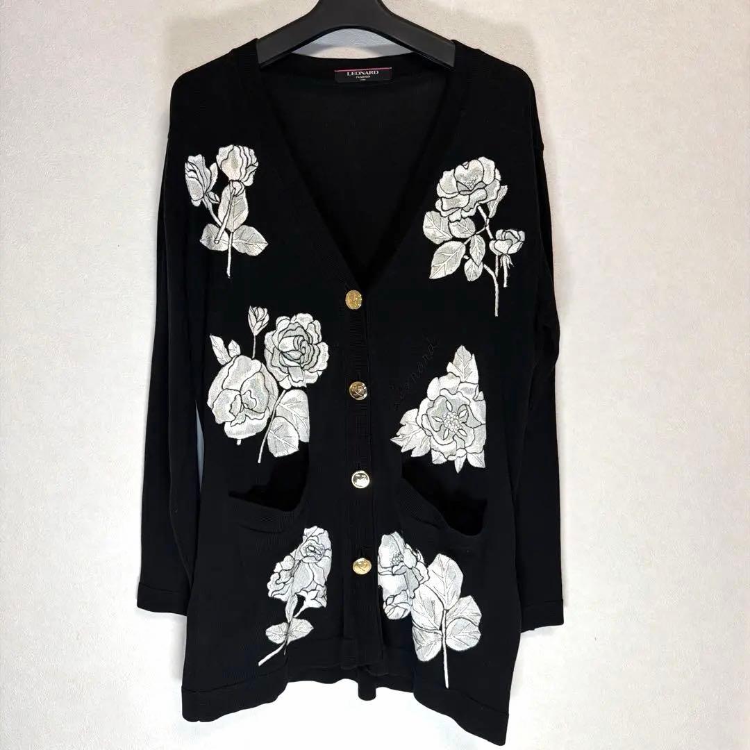 Leonard レオナール 花柄刺繍 カーディガン Mサイズ - メルカリ