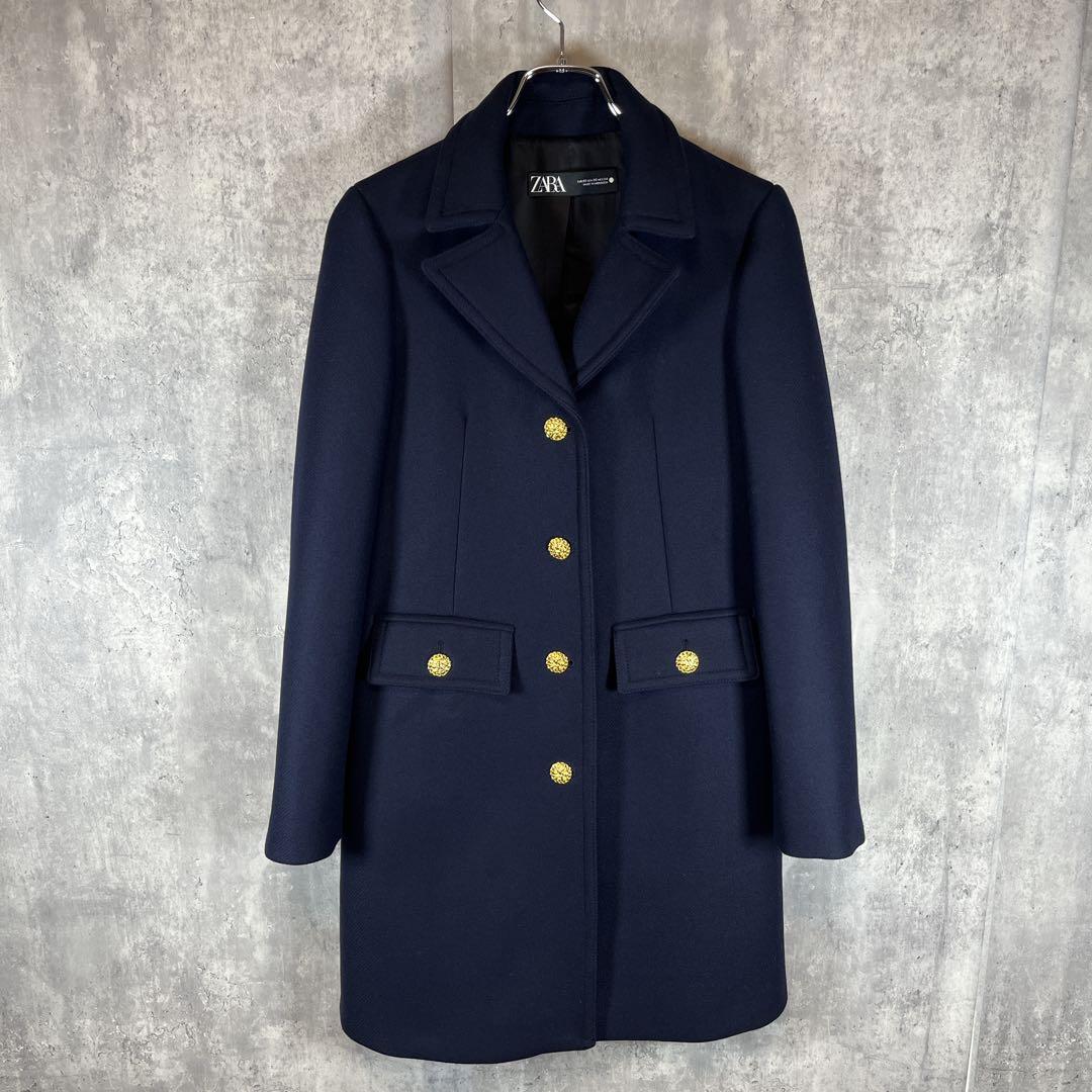 美品•金ボタン】ZARA×MANTECO ウールコート ネイビー XS - メルカリ