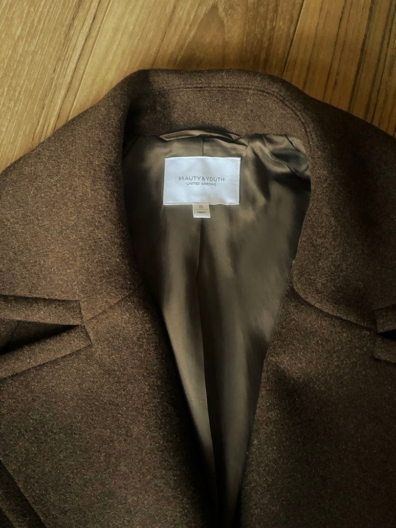 《美品》BEAUTY&YOUTH ダブルブレストコート S ブラウン